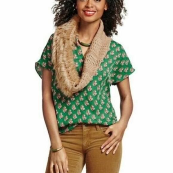 Cabi Blouse Popover V-neck Green Pink Multi Floral Print 3262 Women’s Size Large - Picture 11 of 11